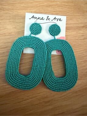 Anna & Ava Turquoise Beaded Open Oval Drop Earrings